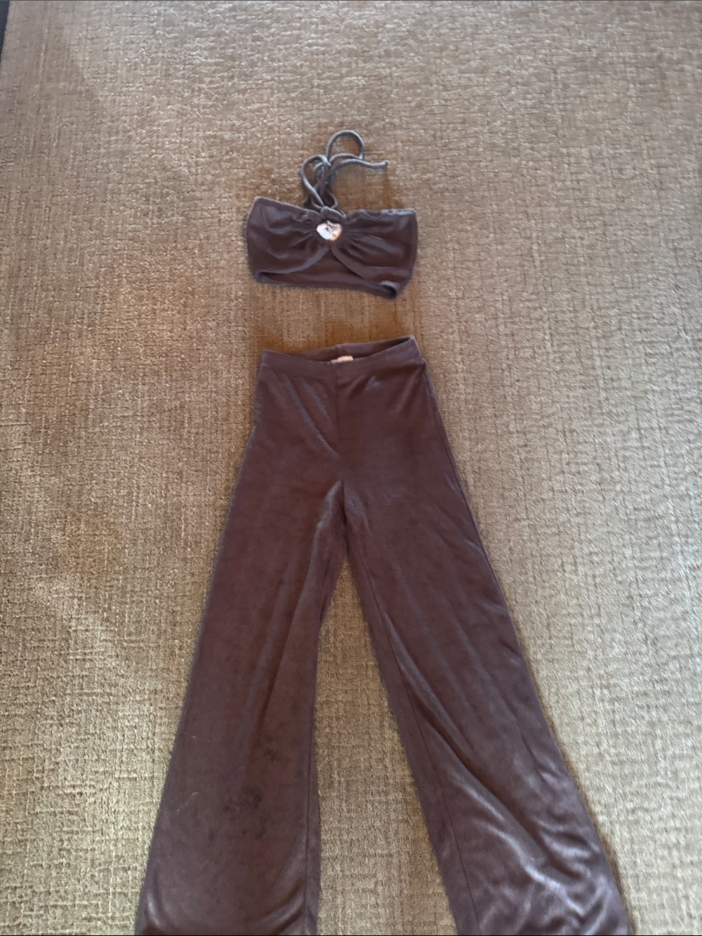 Princess Polly Chocolate Brown Velvet Two-Piece Pantsuit